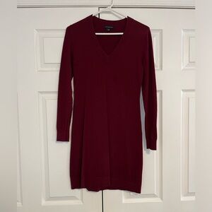 Banana Republic Deep Red Long Sleeve V-Neck Sweater Dress